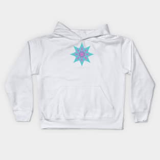 Turquoise, teal blue, pink geometric mandala star Kids Hoodie